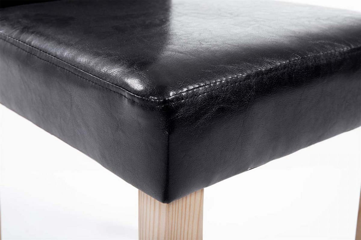 STUHL Lederlook schwarz - Eukalyptusholzfarben/Schwarz, Holz/Textil (41/91/47cm) - CLP