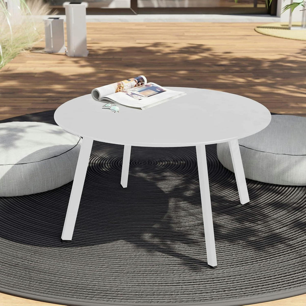 BEISTELLTISCH Outdoor Weiß - Weiß, Metall (70/70/40cm)