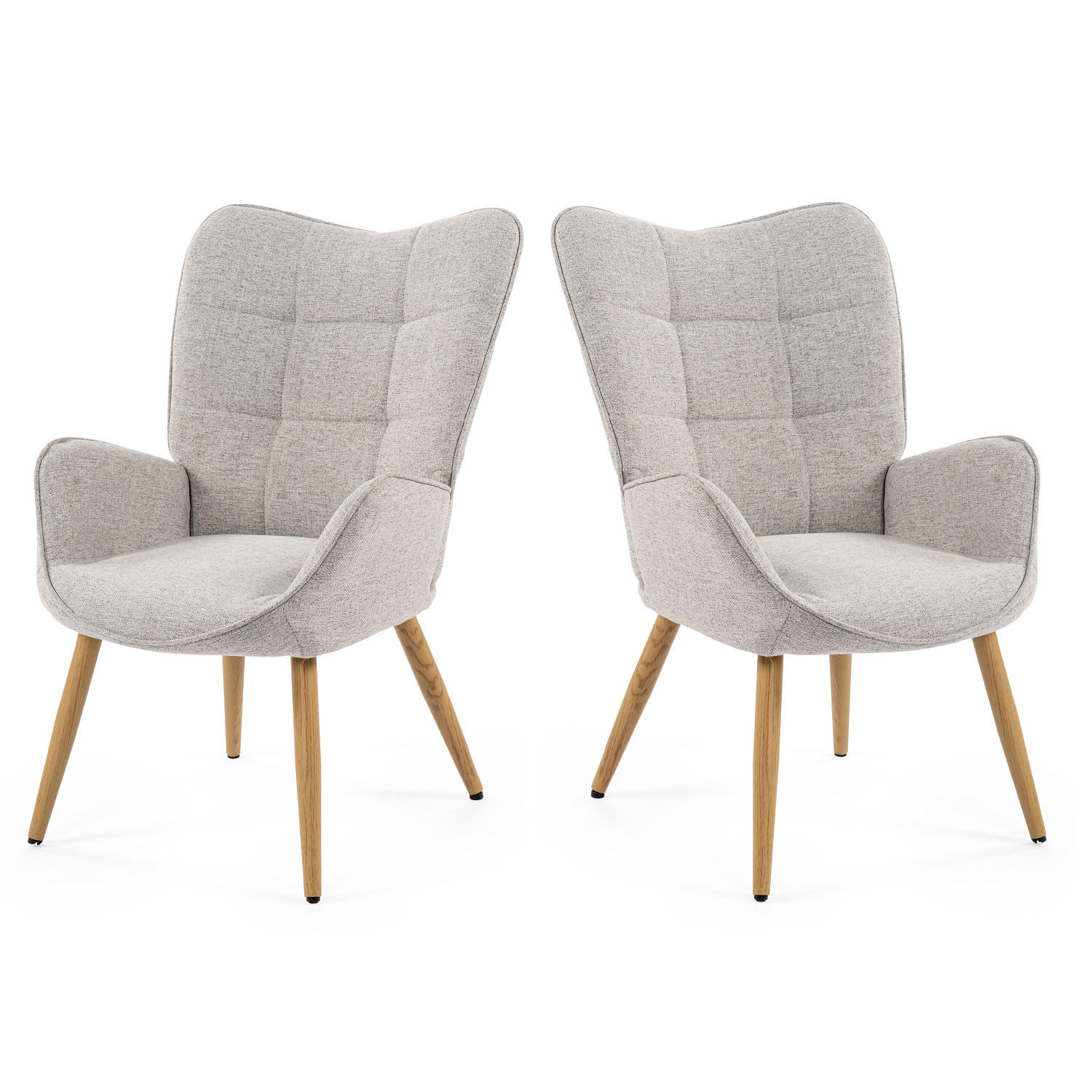 SESSEL-SET 2 Stück in Eisen Webstoff - Grau, Textil/Metall (62/90.5/72cm) - Meubles Cosy