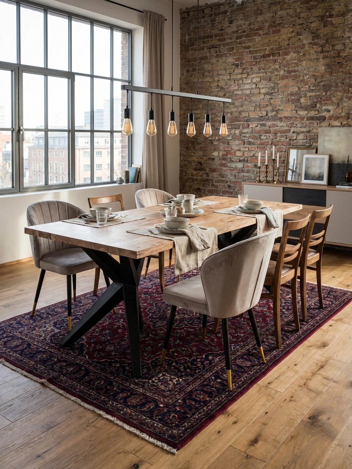 ESSTISCH Massivholz Metall Rechteckig Loft-Stil, Akazie 200x100x76 cm - Schwarz/Akaziefarben, Holz/Metall (100/200/76cm) - KADIMA DESIGN