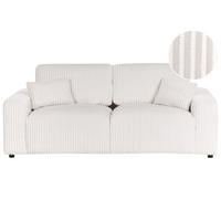 3-SITZER-SOFA Cord Cremeweiß Sandora - Creme, Textil (216/87/98cm) - Beliani