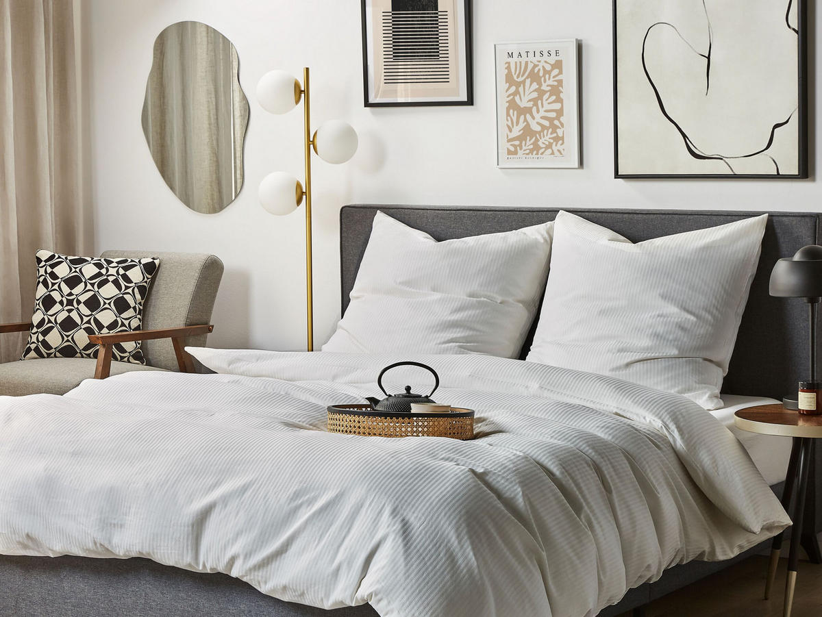 BETTWÄSCHE SET Avondale 155x220 cm - Weiß, Textil (155/220cm) - Beliani