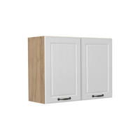 KÜCHENGLASSCHRANK R-Line, Weiß Landhaus/Goldkraft Eiche, 80 cm - Eichefarben/Weiß, Holzwerkstoff (80/60/31cm) - Vicco
