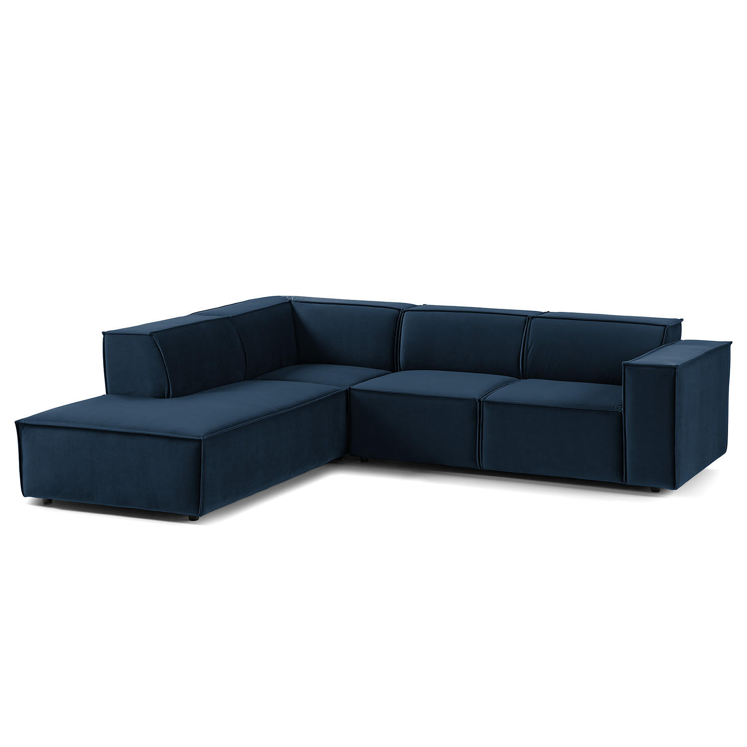 ECKSOFA mit Ottomane - Schwarz/Dunkelblau, Kunststoff/Textil (260/234cm) - home24