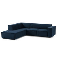 ECKSOFA mit Ottomane - Schwarz/Dunkelblau, Kunststoff/Textil (260/234cm) - home24