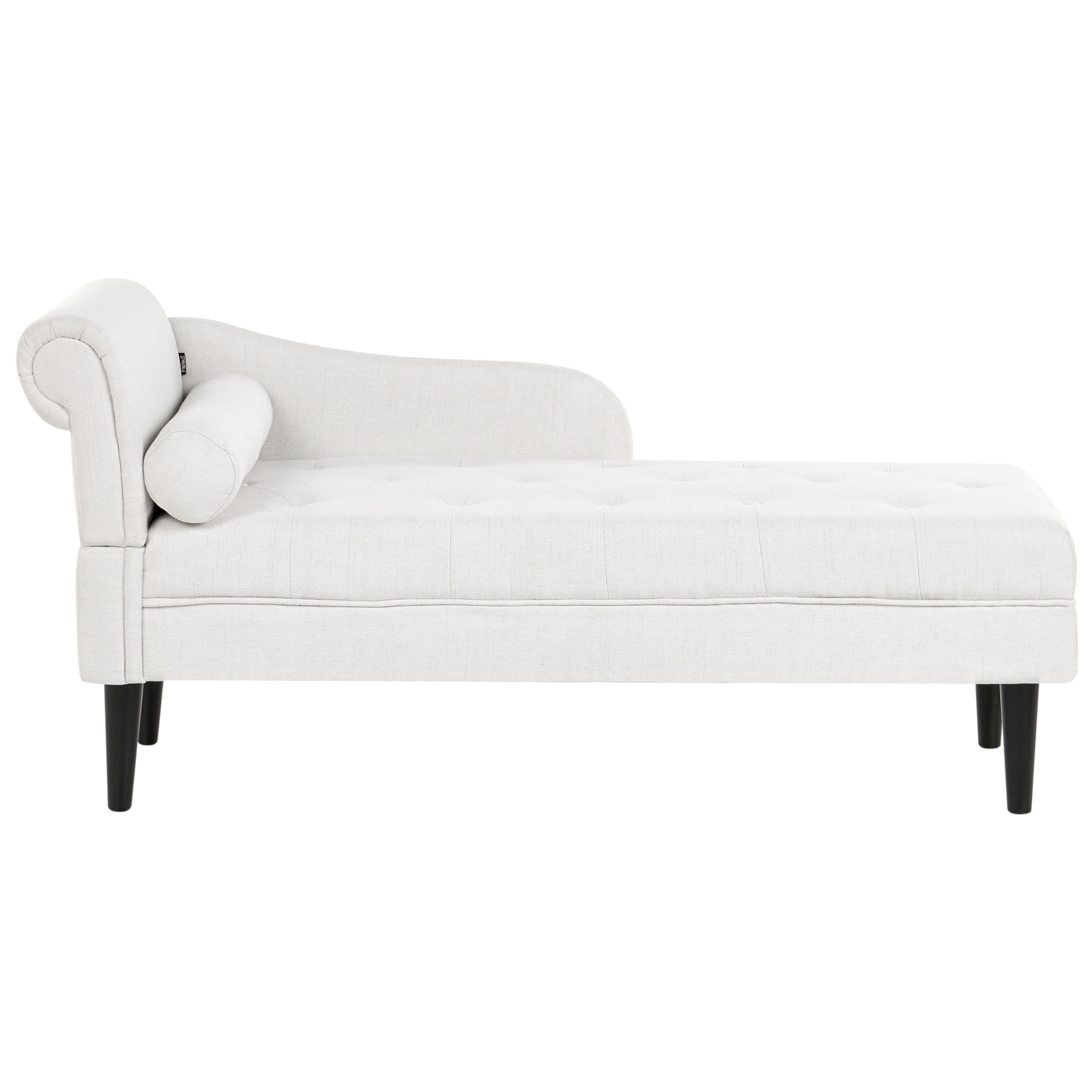 CHAISELONGUE-LINKSSEITIGE Stoff Cremeweiß Yvoire - Creme/Schwarz, Textil (68/72/151cm) - Beliani