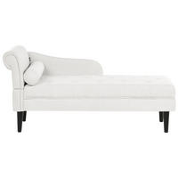 ČALOUNĚNÉ LEHÁTKO CHAISE LONGUE LEVOSTRANNÉ Látka Krémově bílé Yvoire - bílá/černá, textil (68/72/151cm) - Beliani