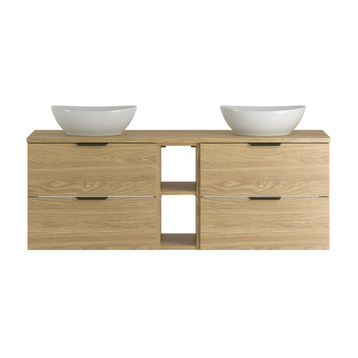 DOPPELWASCHTISCH 140.6cm Astrid Holz - Braun, Holzwerkstoff (140.6/52.2/46.5cm) - Petits-meubles