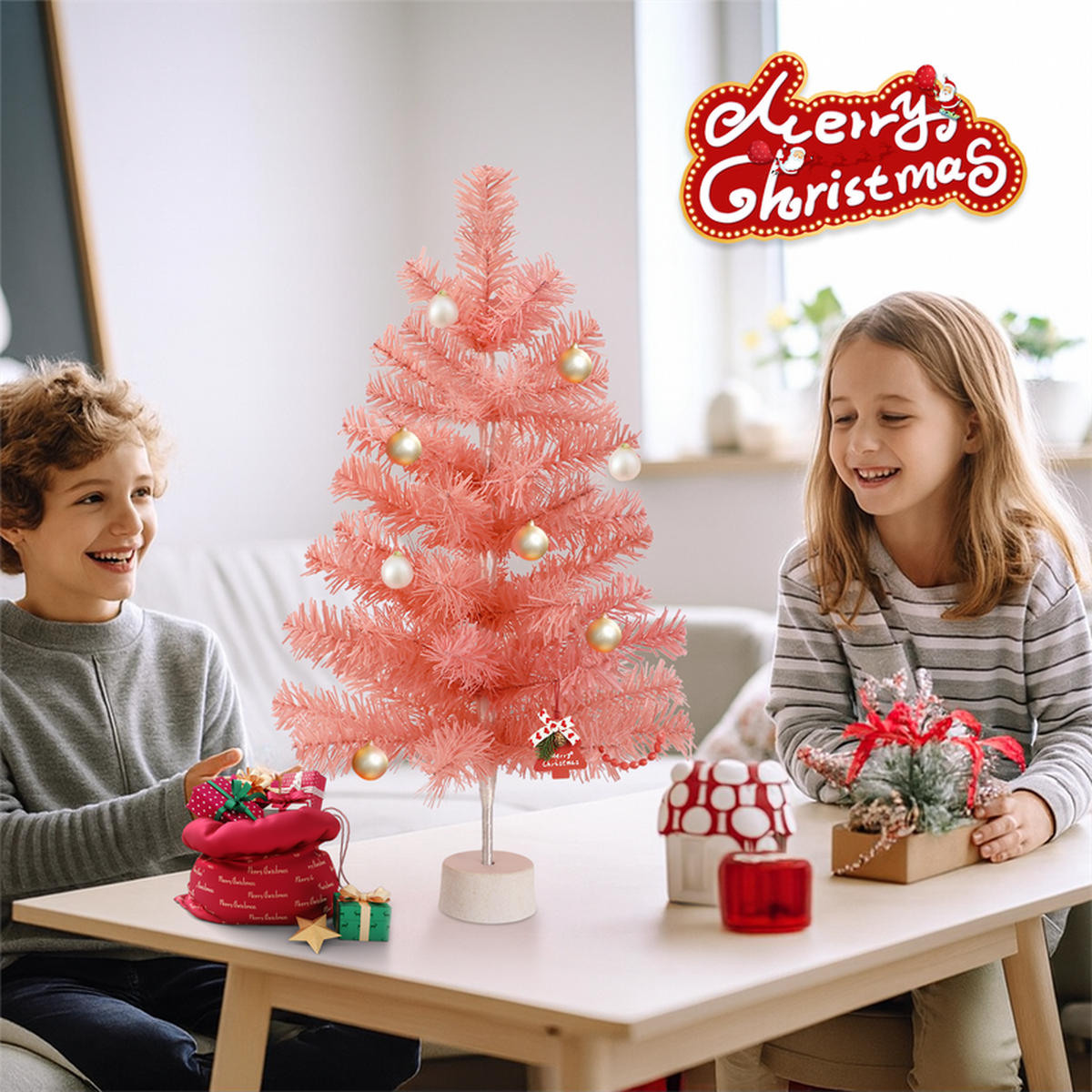 WEIHNACHTSBAUM Cara Ⅲ 30/30/60 cm - Pink, Kunststoff (60cm) - Nettlife