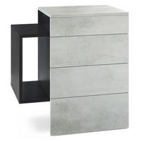 NACHTTISCH Queens Front in Beton Oxid Optik - Hellgrau, Holzwerkstoff (60/63/36cm) - Vladon