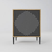 SIDEBOARD POLYGON ILLUSION, Eichefarben, 57,5x42x72,5 cm, Schwarze Metallfüße - Eichefarben/Multicolor, Holzwerkstoff/Metall (57.5/72.5/42cm) - SpaceRebels