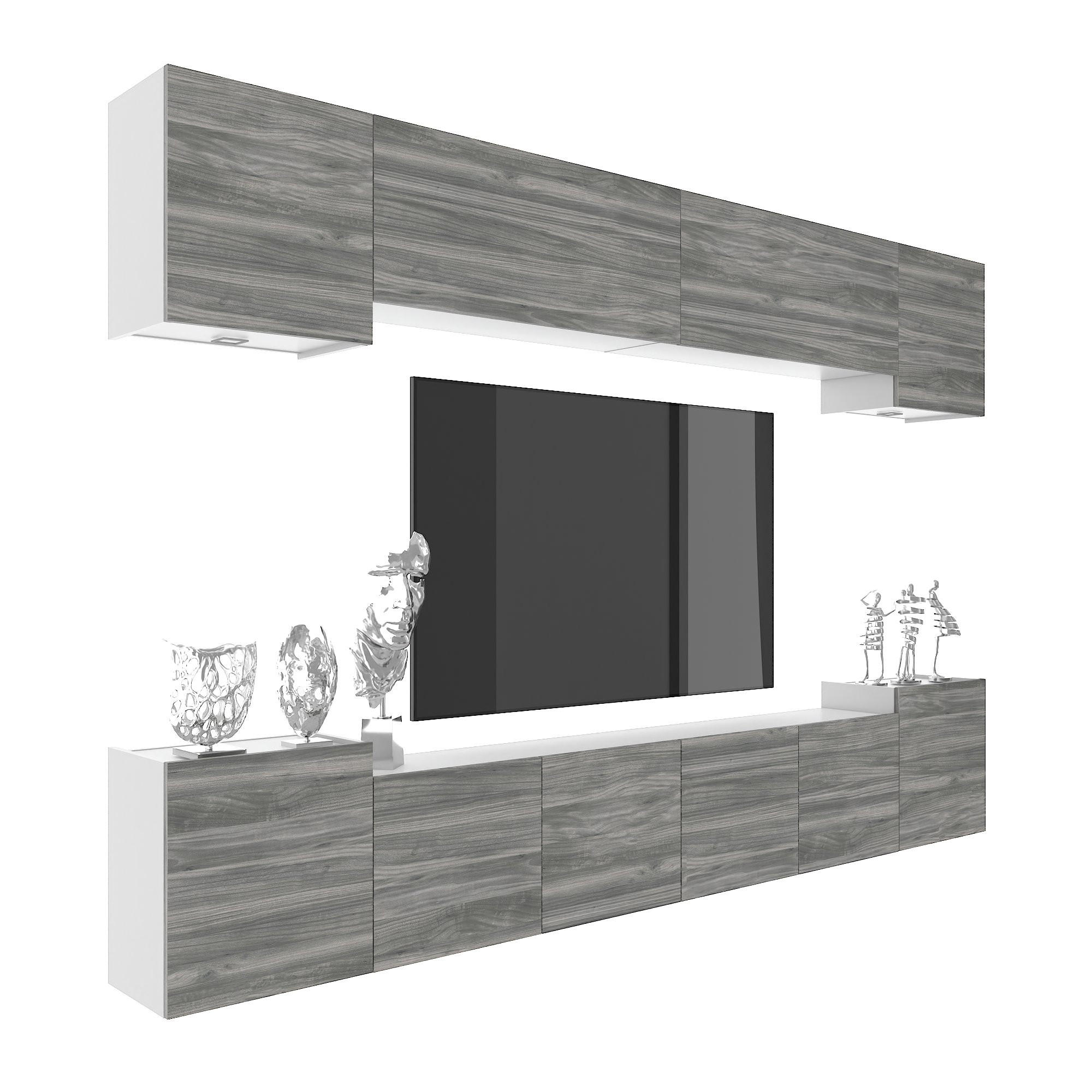 B BELINI GROUP OBÝVACÍ STĚNA Milano 4, Šedá matná, 300 cm, Bezúchytková