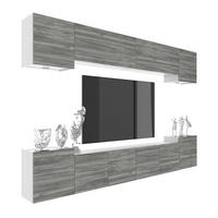 WOHNWAND Milano 4, Grau Matt, 300 cm, Grifflos - Grau, Holz (300/60/36cm) - B BELINI GROUP