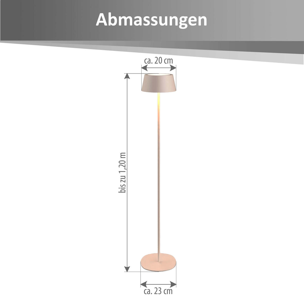 LED-STEHLEUCHTE 23cm Höhe bis zu 120cm Metall beige - Beige, Metall (23/23/120cm) - Northpoint