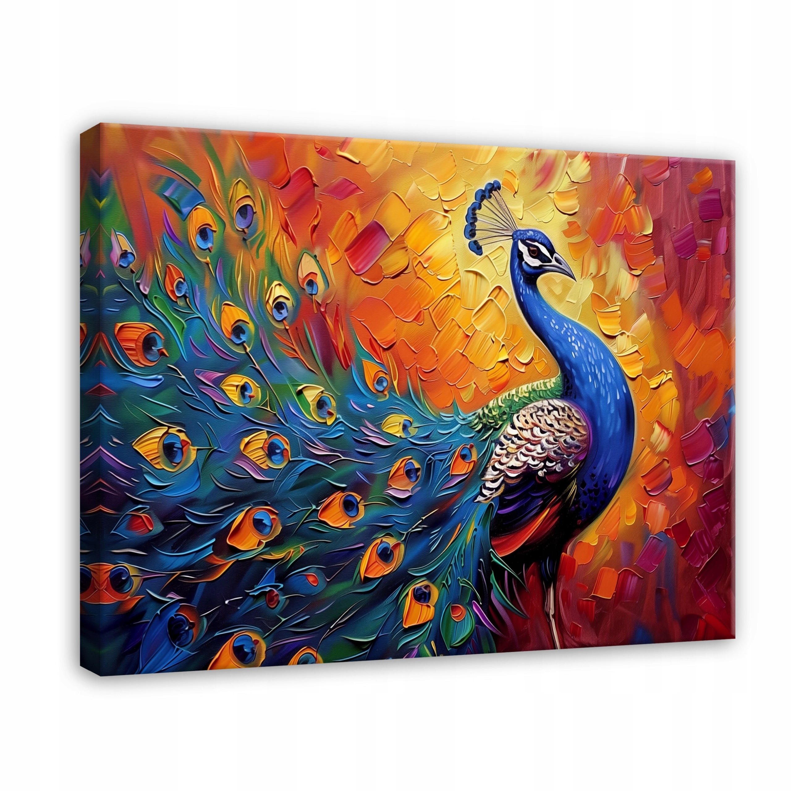 LEINWAND BILDER Pfau Abstrakt 100x70 - Multicolor, Holzwerkstoff (100/70cm) - Wallarena