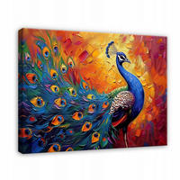 LEINWAND BILDER Pfau Abstrakt 100x70 - Multicolor, Holzwerkstoff (100/70cm) - Wallarena