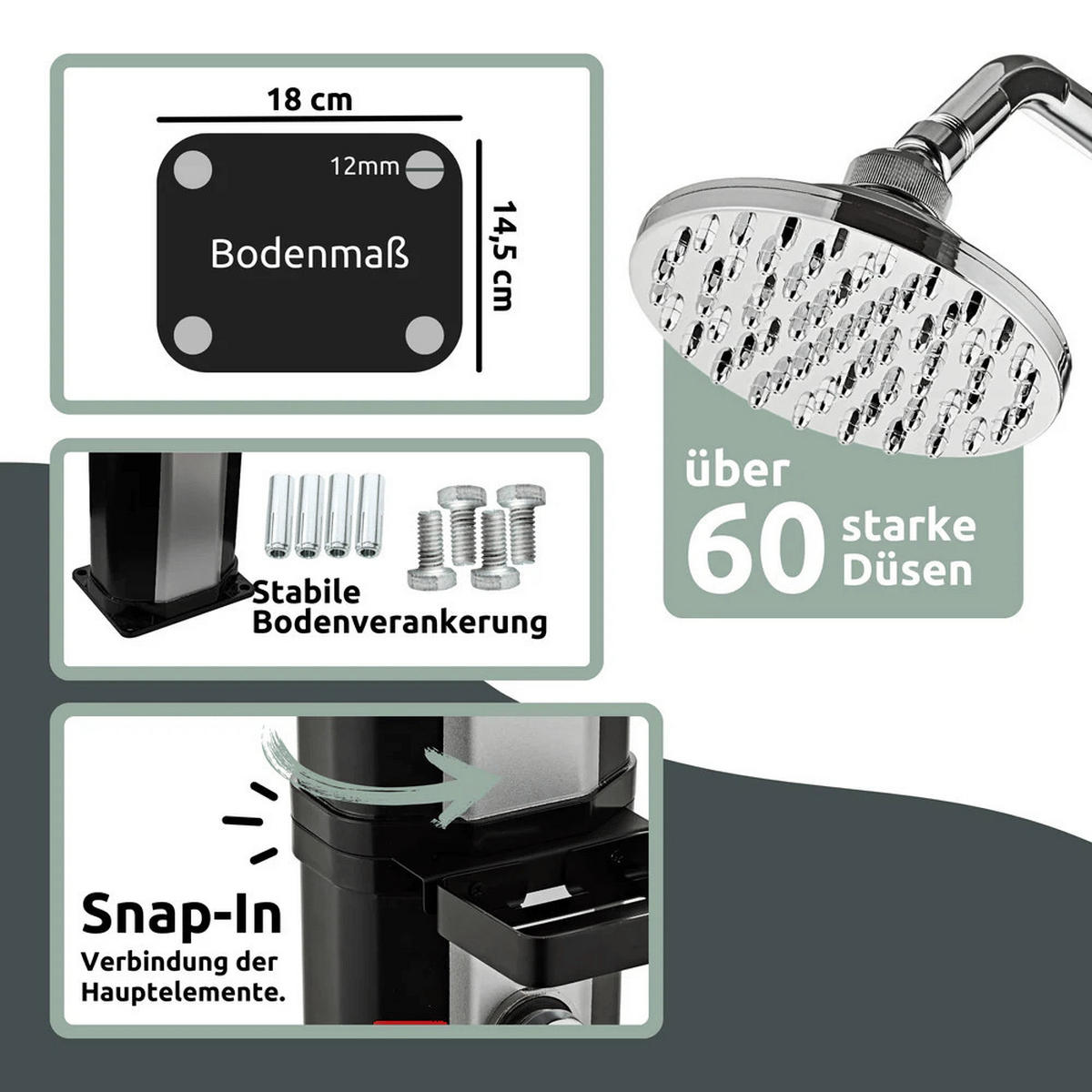 SOLARDUSCHE Outdoor 40 Liter Solar Gartendusche - Schwarz, Kunststoff (19/225/19cm) - DELUKE