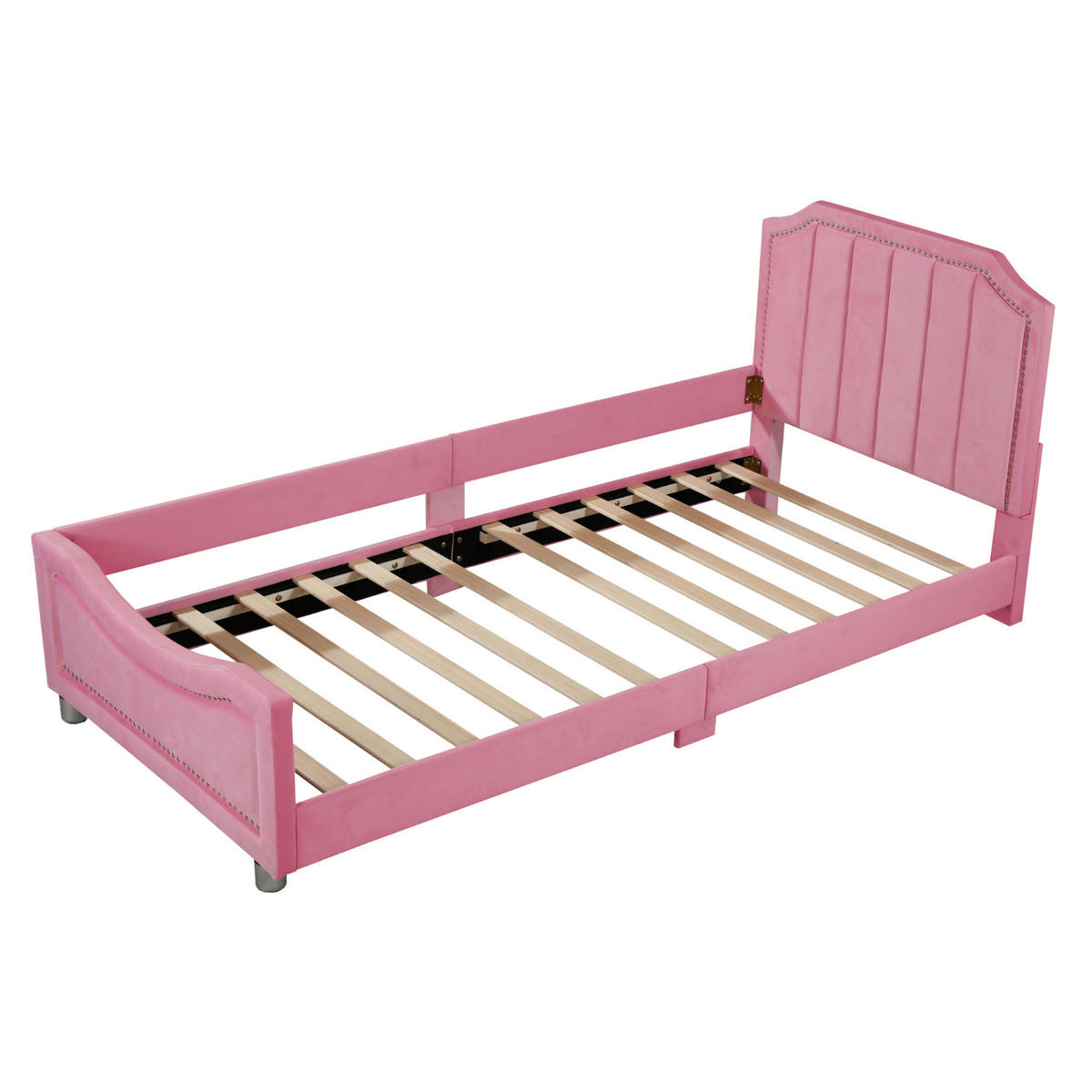 POLSTERBETT 90/200 cm aus Flanell als Schlafsofa mit Rückenlehne und Lattenrost, Rosa - Pink, Holz (90/200cm) - Redom