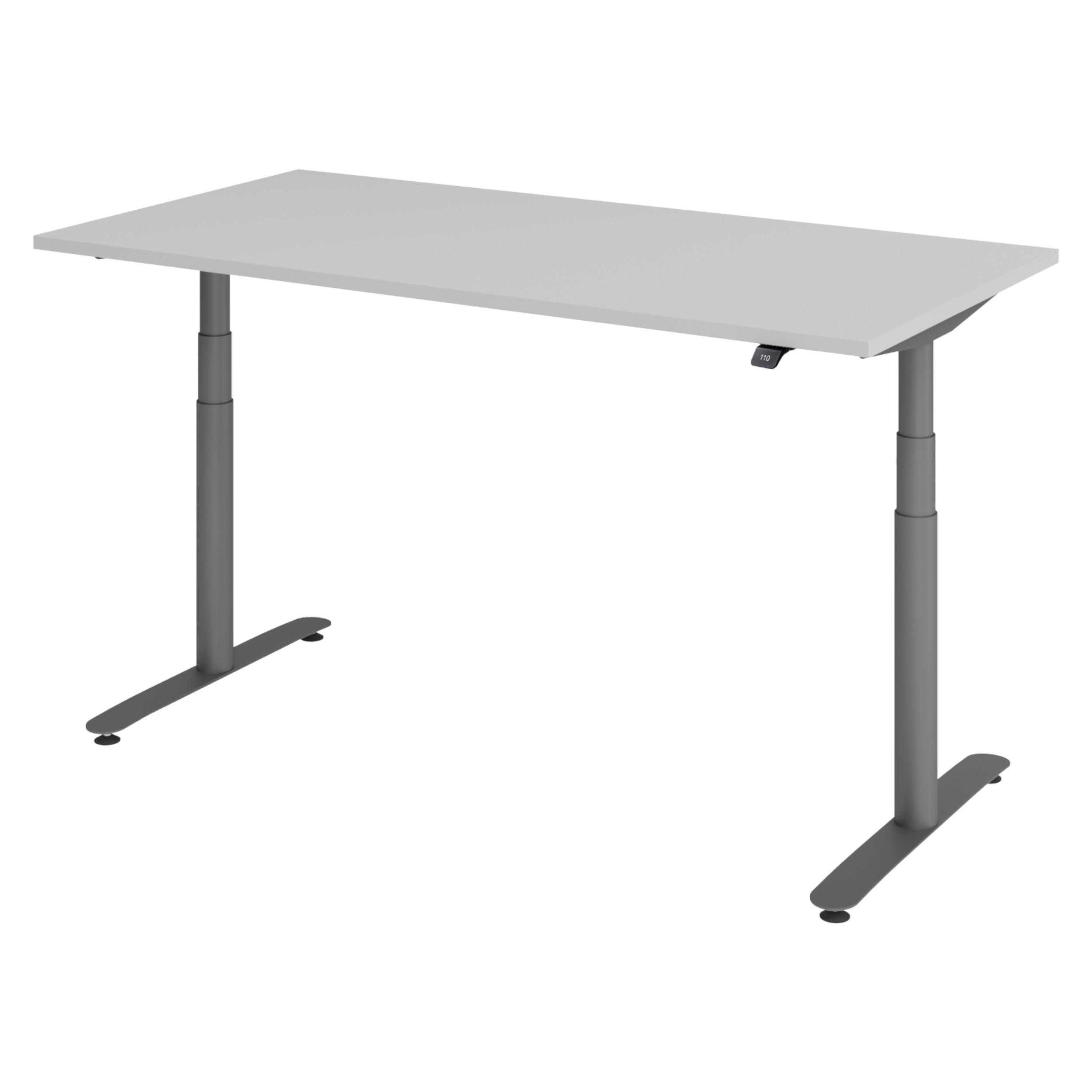 SCHREIBTISCH elektrisch Bluetooth & App XDLR 160/80/72 cm in Grau/Graphitfarben - Graphitfarben/Grau, Holzwerkstoff (160/80/72cm) - bümö