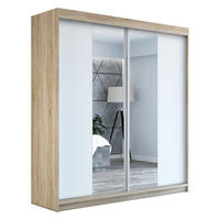 SCHWEBETÜRENSCHRANK 120 CM NEO Farbe: Sonoma / weiß / weiß - Braun/Weiß, Holzwerkstoff (120/215/59.5cm) - A&J MöbelLand