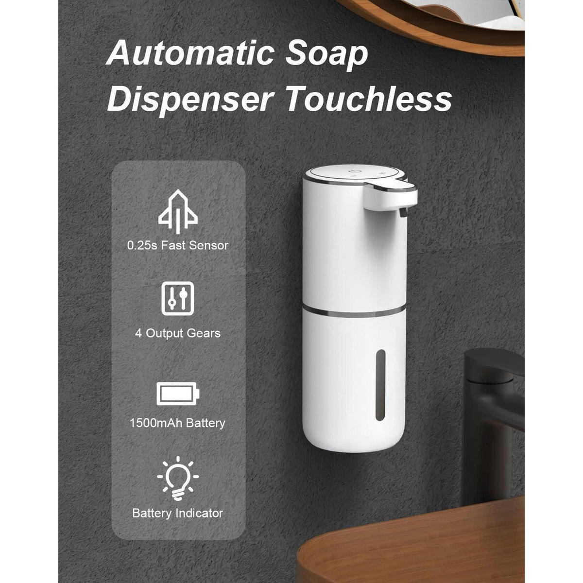 SCHAUMSEIFENSPENDER Sensor Weiß 380ml USB Wiederaufladbar - Weiß, Kunststoff (1/1/1cm)