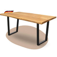 ESSTISCH Massivholz mit Baumkante KEANU 160x80 cm Eichenholz Trapez Gestell - Braun, Holz/Metall (80/160/76cm) - DELUKE