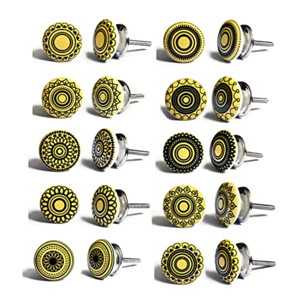 KERAMIKKNÖPFEN Set mit 10 senfgelben Keramikknöpfen 40 mm Durchmesser - Beige, Keramik (4/4/6.9cm) - Nacnic