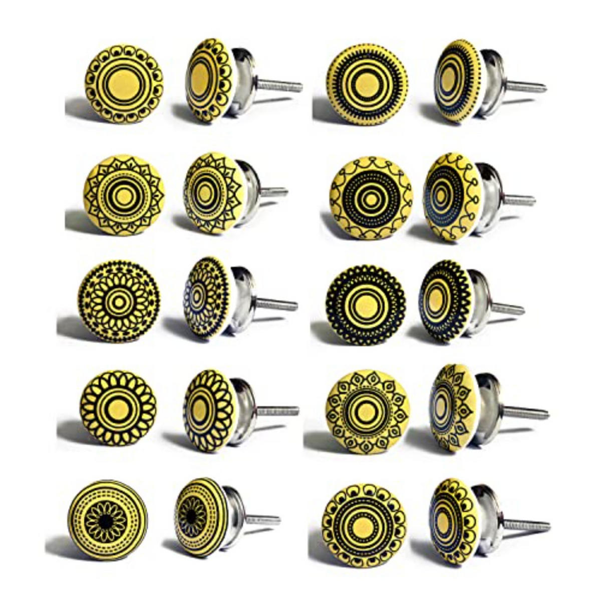 KERAMIKKNÖPFEN Set mit 10 senfgelben Keramikknöpfen 40 mm Durchmesser - Beige, Keramik (4/4/6.9cm) - Nacnic