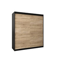 SCHWEBETÜRENSCHRANK 200/180/62 2-türig - Silberfarben/Schwarz, Holz/Kunststoff (180/200/62cm) - Abiks Möbel