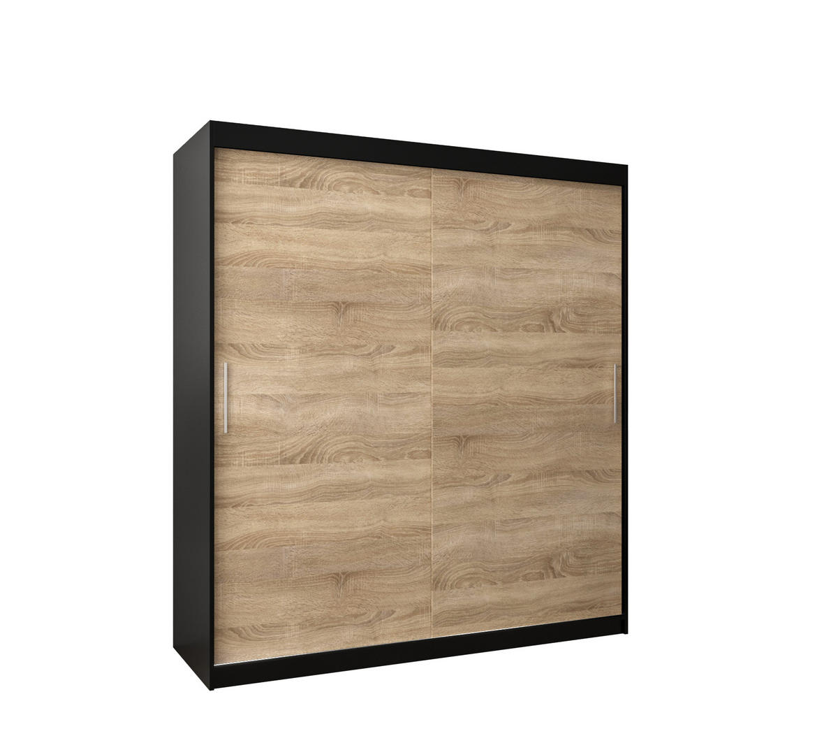 SCHWEBETÜRENSCHRANK 200/180/62 2-türig - Silberfarben/Schwarz, Holz/Kunststoff (180/200/62cm) - Abiks Möbel