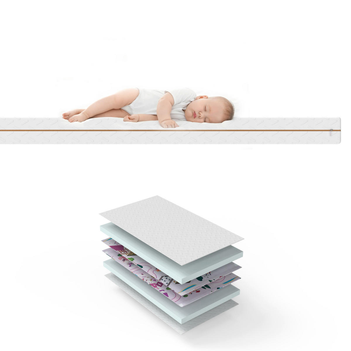 SPIELTEPPICH & Kindermatratze 2in1 Spiel und Schlafmatte Mädchen - Multicolor/Rosa, Textil (130/140cm) - Gowoll