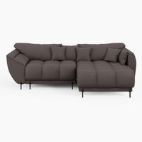 ECKSOFA LEGRO Rechts Braun Velours Pet Friendly L-Form Couch mit Schlaffunktion & Bettkasten - Schwarz/Braun, Holz (285/180cm) - Barchello