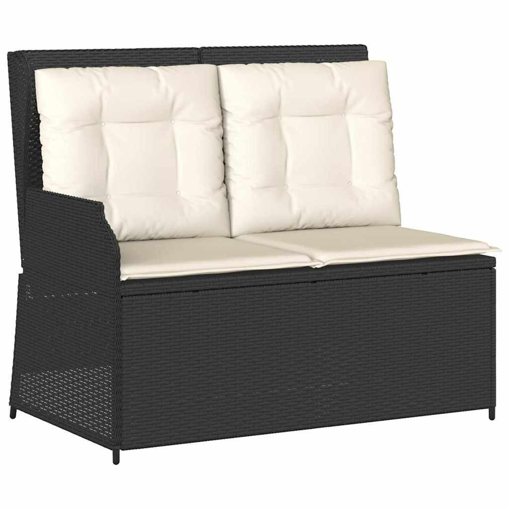 GARTENBANK Verstellbar mit Kissen Schwarz Poly Rattan - Schwarz, Kunststoff (67/95/110cm)