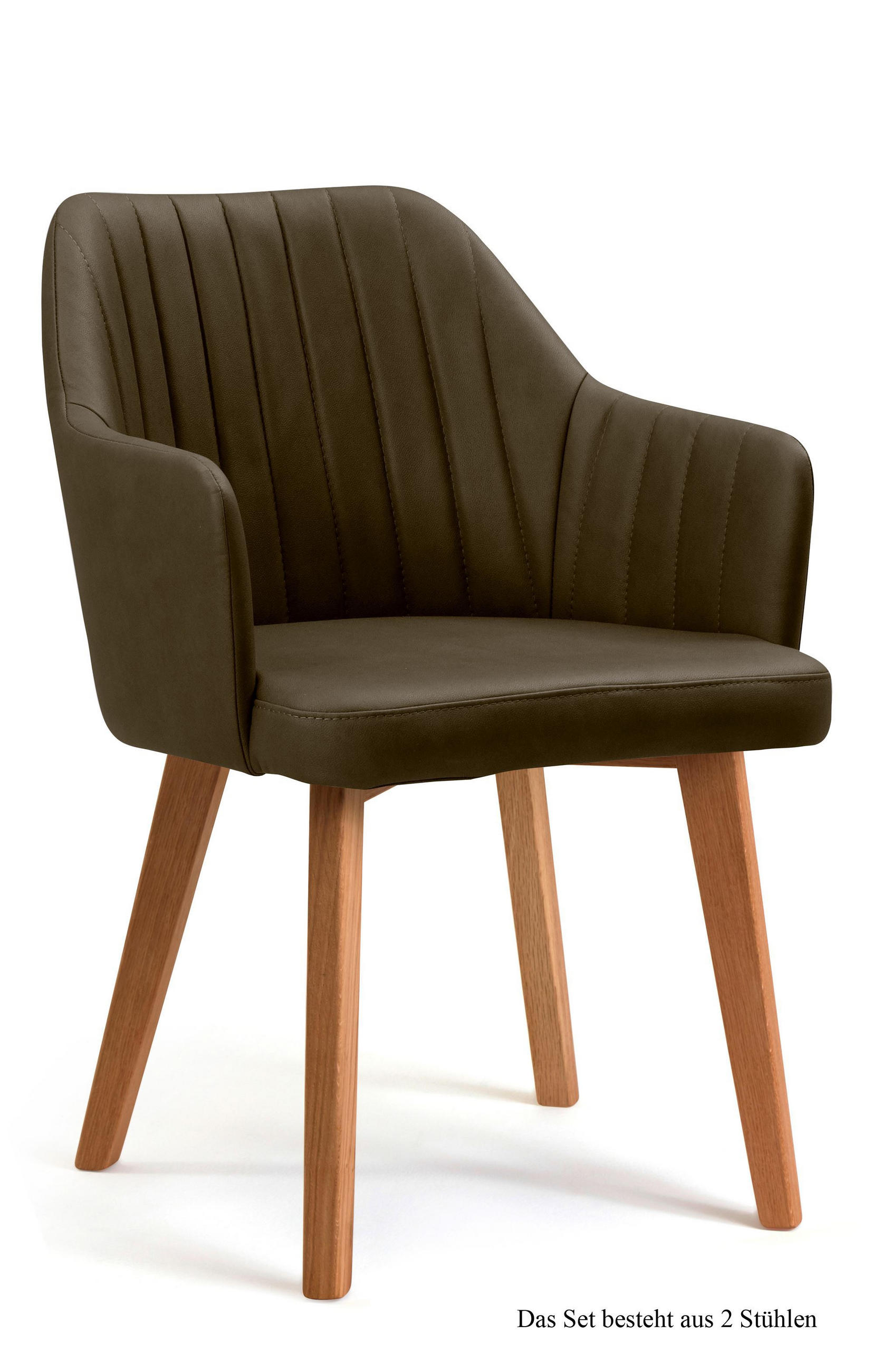 ARMLEHNSTUHL (2er-Set) Dasi 58x81x60 Eiche geölt/Khaki - Dunkelgrün/Eichefarben, Kunststoff (60/81/58cm) - 58aufmkessel