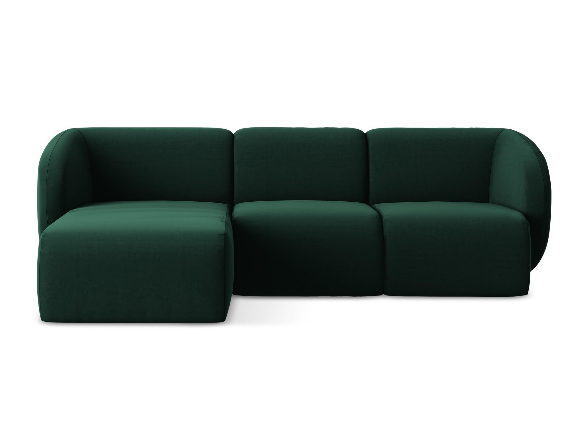 ECKSOFA Links Samt Stoff Grün - Dunkelgrün/Schwarz, Holzwerkstoff/Kunststoff (248/166cm) - Makamii