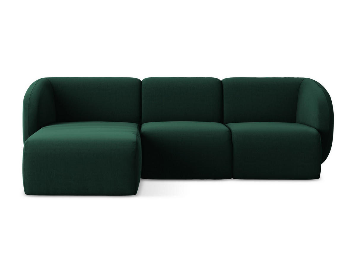 ECKSOFA Links Samt Stoff Grün - Dunkelgrün/Schwarz, Holzwerkstoff/Kunststoff (248/166cm) - Makamii