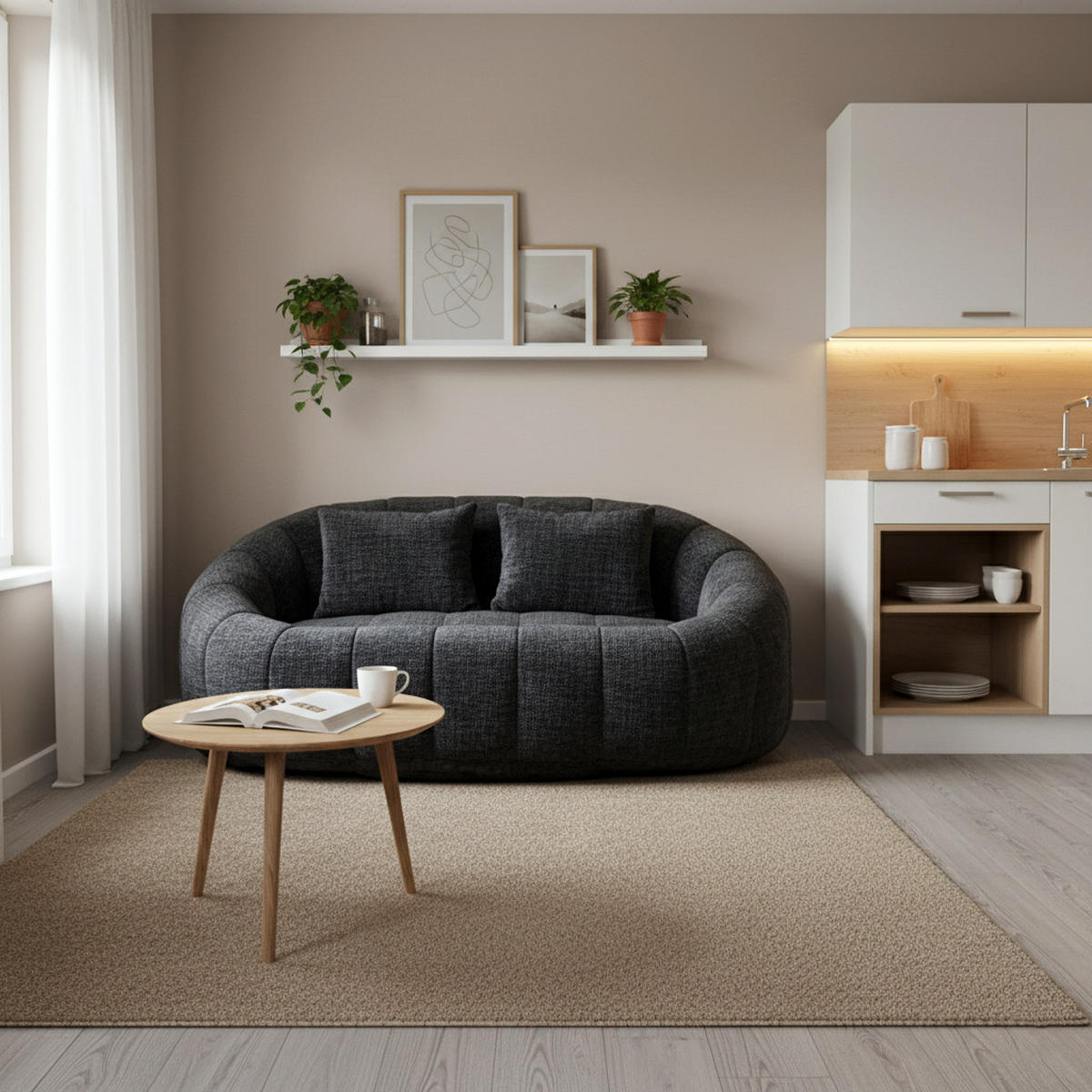 BEAN BAG SOFA – Komfortabler Lazy Lounger mit hochdichtem Memory - Schwarz, Textil (150/63/95cm) - Urban Meuble