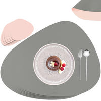 TISCHSET - Kunstleder - Doppelseitig - Rosa/Grau - Organisch - 44x37cm - 12 Stück - Rosa, Kunststoff (44/37cm) - Sänger