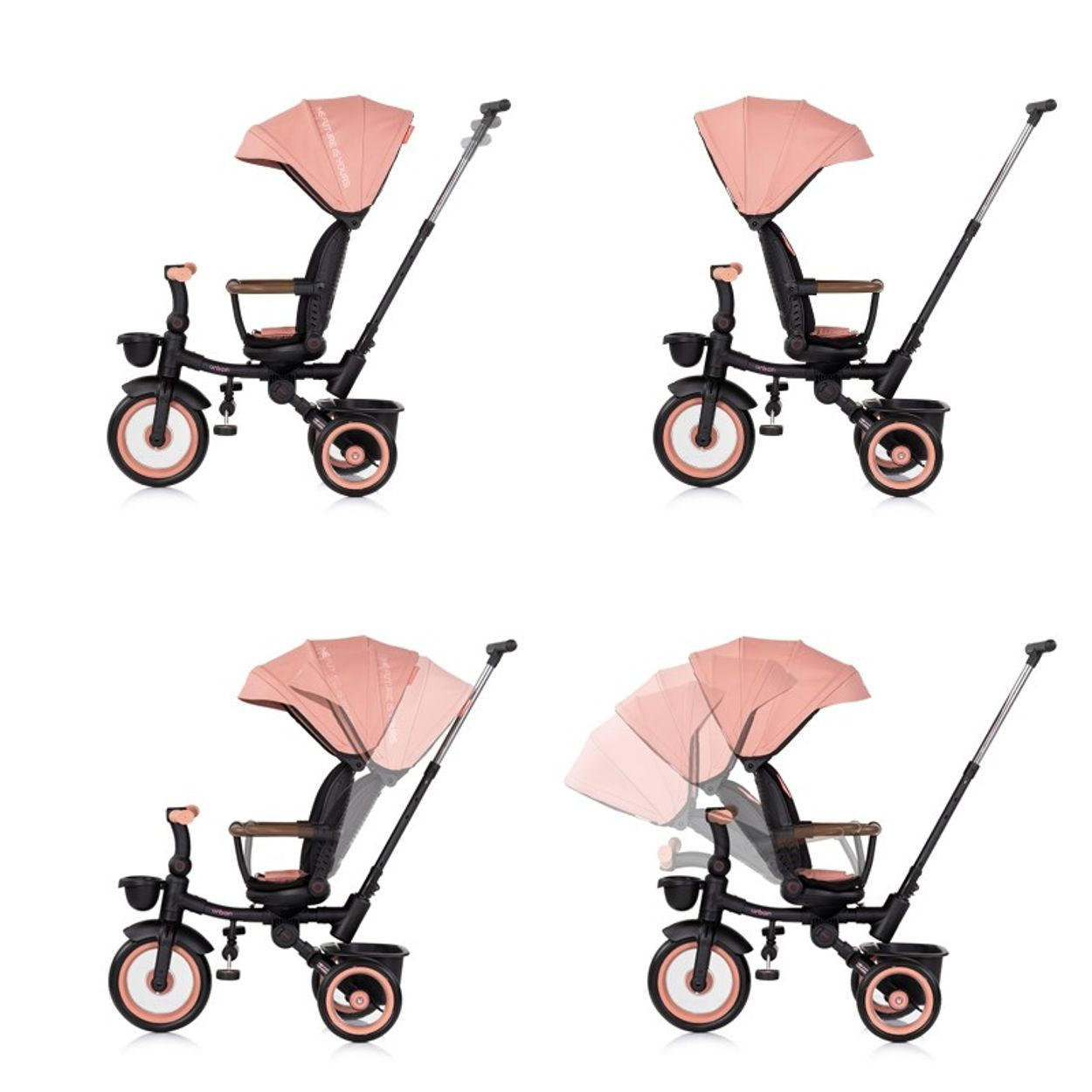 DREIRAD Urban rosa Lenker mit Licht, klappbar, Sitz drehbar, Korb - Rosa, Metall (94/51/98cm) - Chipolino