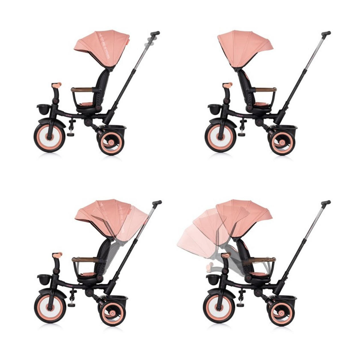 DREIRAD Urban rosa Lenker mit Licht, klappbar, Sitz drehbar, Korb - Rosa, Metall (94/51/98cm) - Chipolino