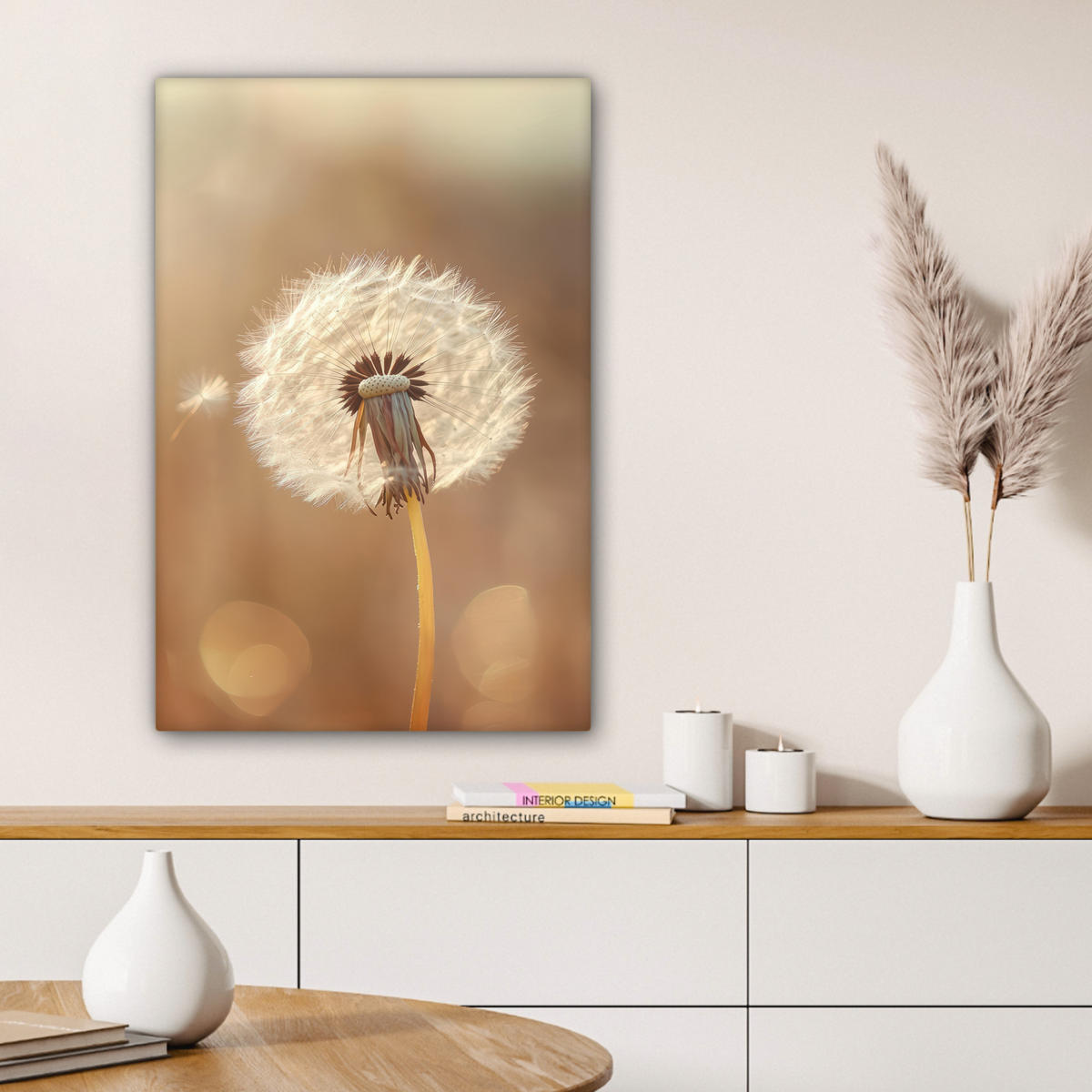 LEINWANDBILD Löwenzahn - Beige - Natur - Blume 60x90 cm - Hellbraun, Textil (60/90cm) - MuchoWow