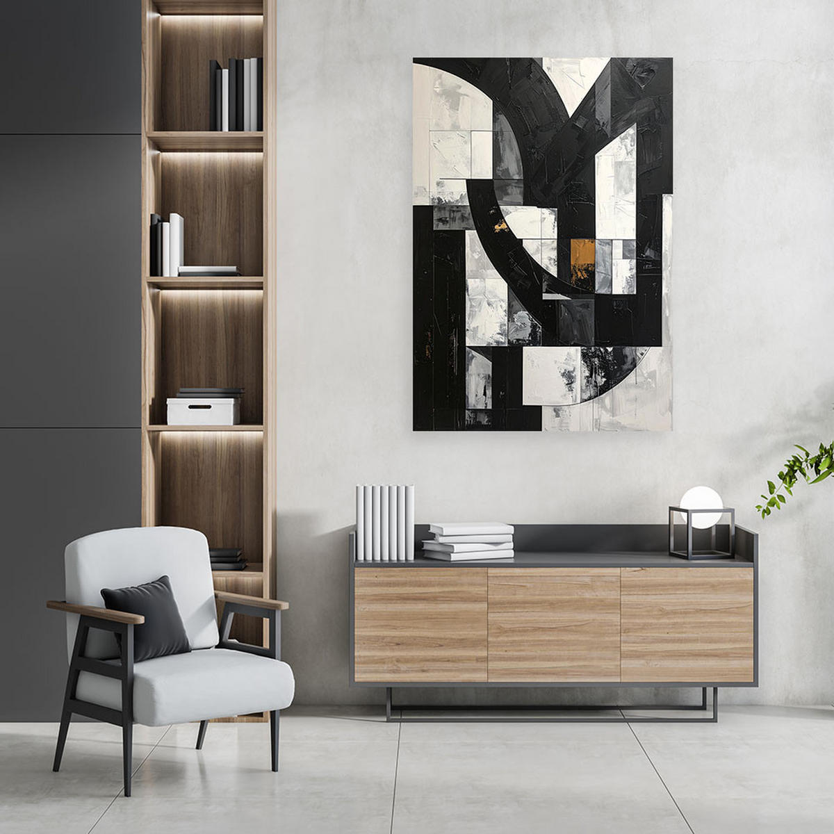 LEINWANDBILD 3D und geometrisch 80x120cm - Schwarz, Textil (80/120cm) - Feeby