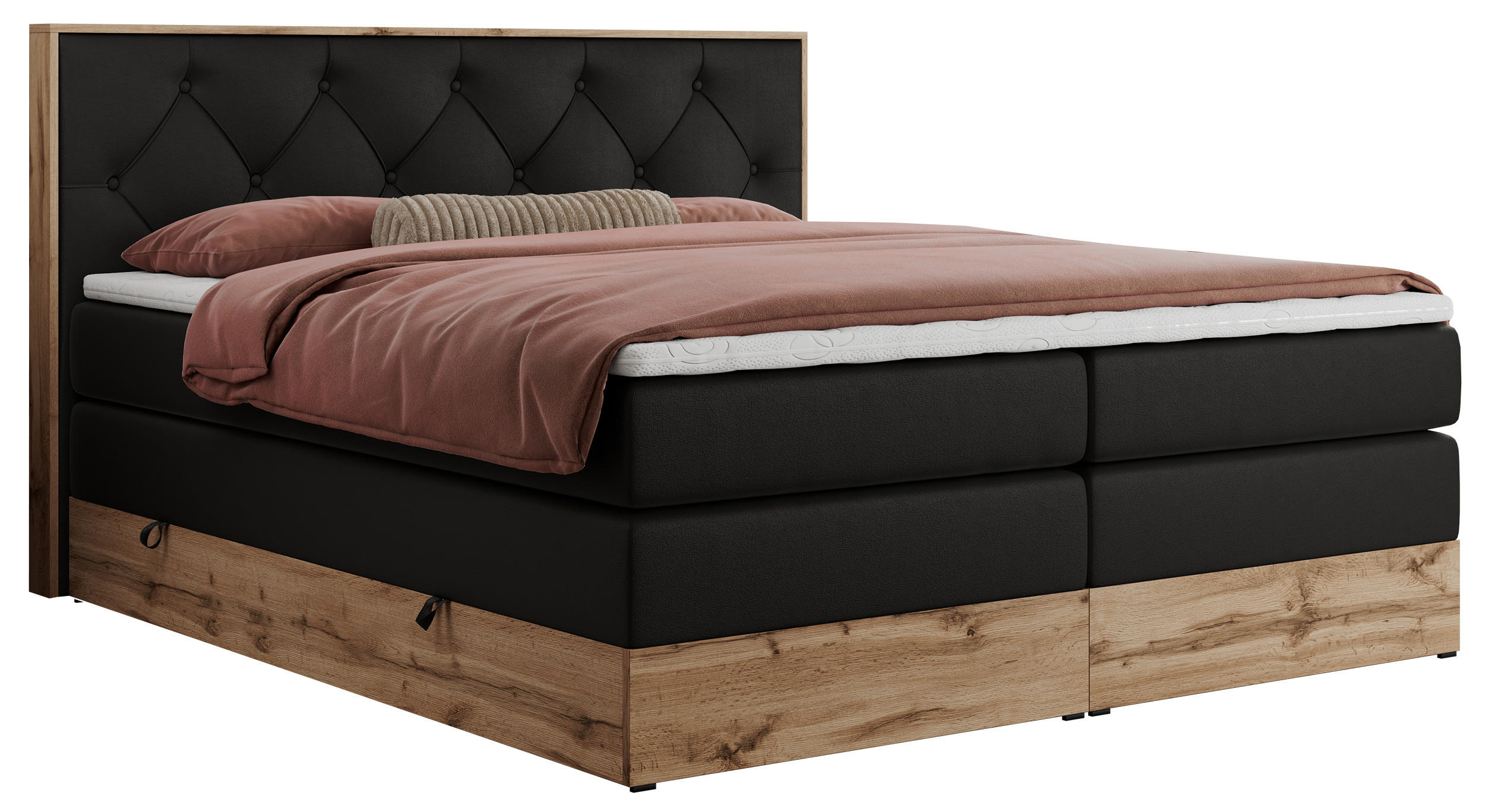 BOXSPRINGBETT VENETO KING 160/200 Schwarz Kunstleder - H3 - Schwarz, Holz/Textil (160/200cm) - MKS