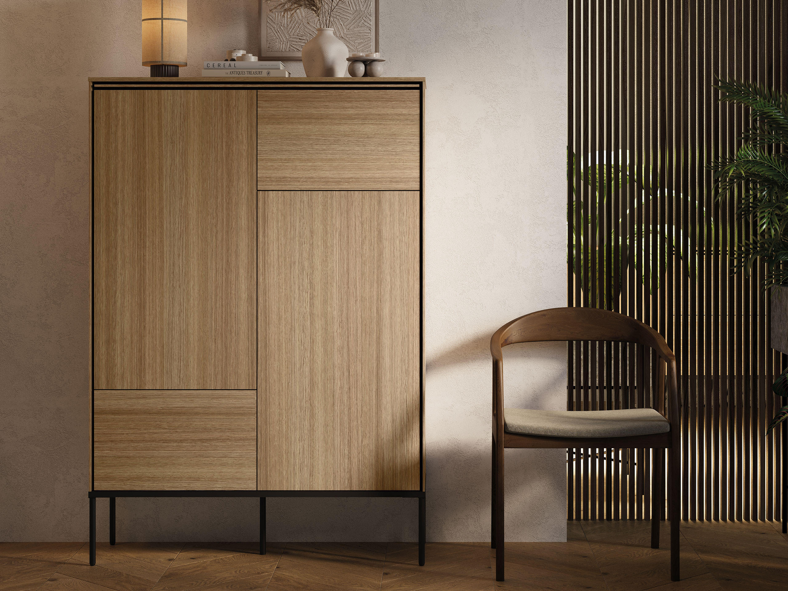 KOMMODE Visso 2D VI-02 - Eichefarben/Schwarz, Holzwerkstoff/Metall (98/142/34cm) - MIRJAN24