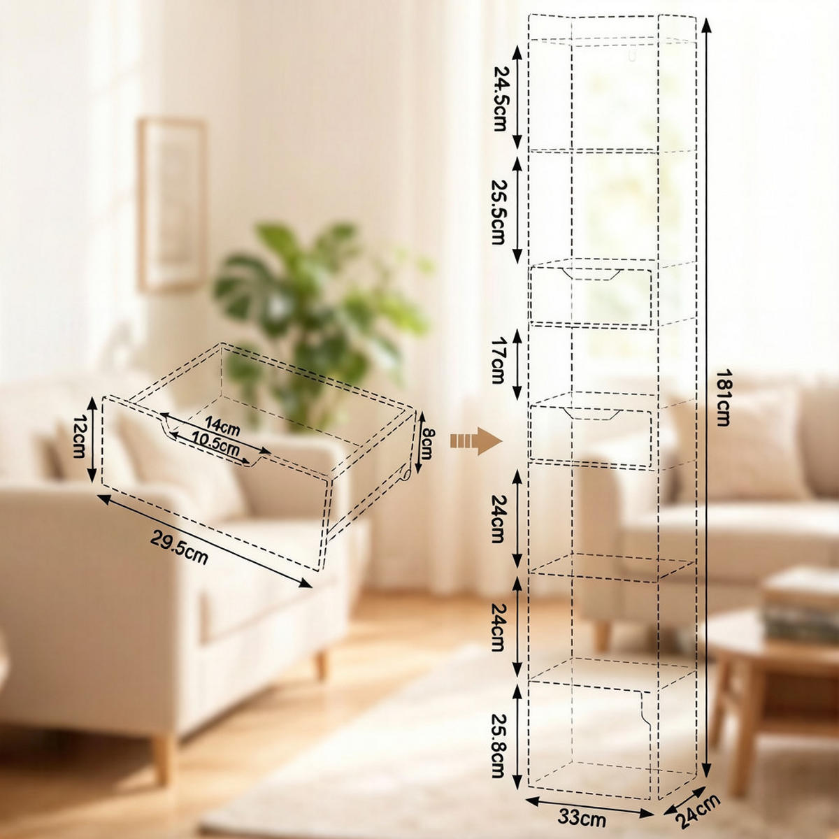 BÜCHERSCHRANK Weiß mit 2 Schubladen und 1 Tür 33/24/181 cm - Weiß, Holz (33/181/24cm) - PANGIVO