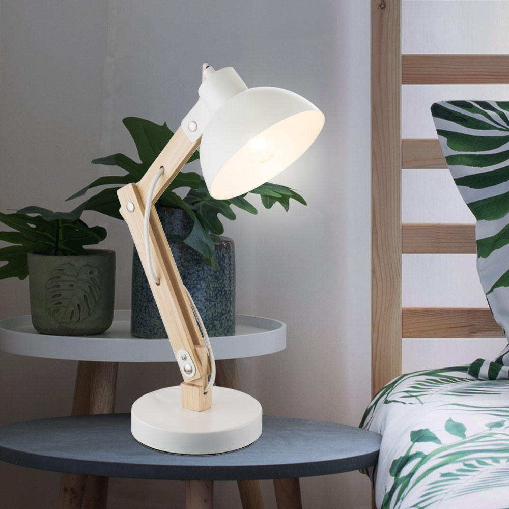 TISCHLEUCHTE Holz Weiß natur - Weiß, Holz (31/16/42.5cm) - Globo Lighting