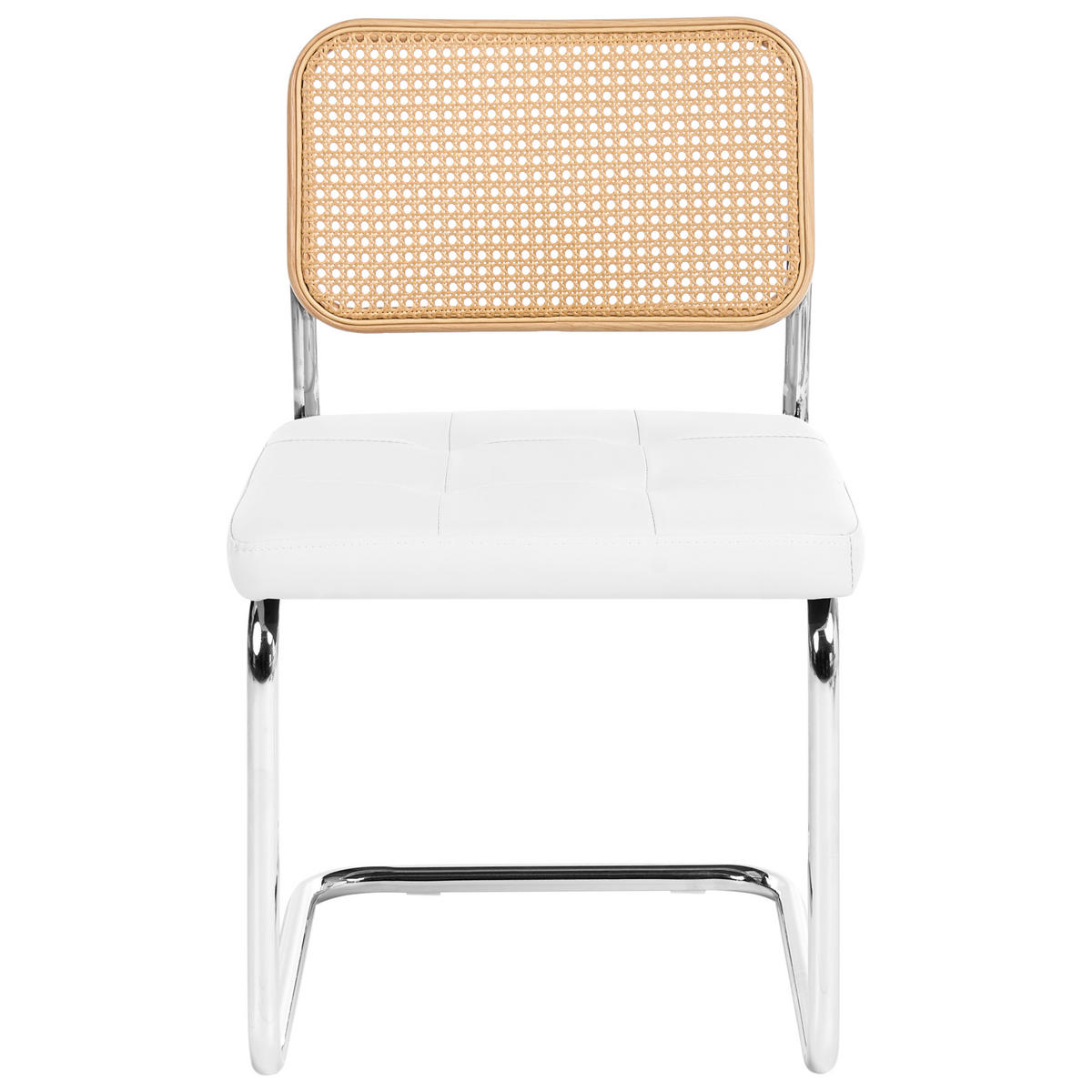 ESSZIMMERSTUHL 2er-Set Kunstleder Weiß Ethete - Hellbraun, Kunststoff (49/83/54cm) - Beliani