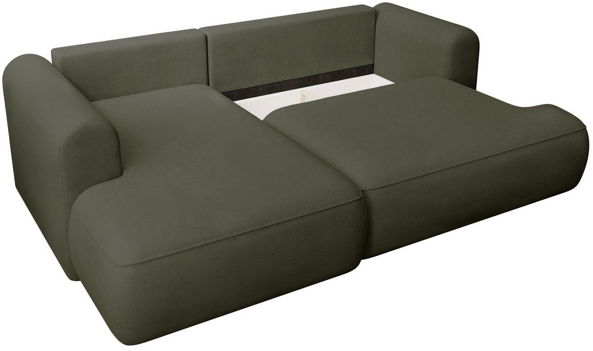 ECKSOFA Ovo Mini Olivgrün links - Schwarz/Olivgrün, Kunststoff/Textil (238/156cm) - Selsey