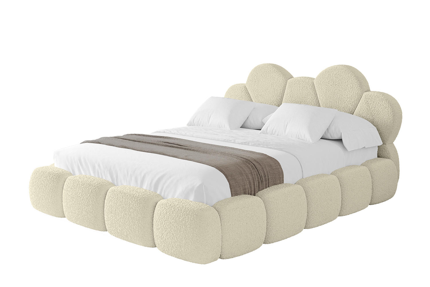 POLSTERBETT mit Bettkasten und Lattenrost, Boxbett ohne Matratze - LANA 120x200 Beige - Taupe, Holzwerkstoff/Textil (120/200cm) - ALTDECOR