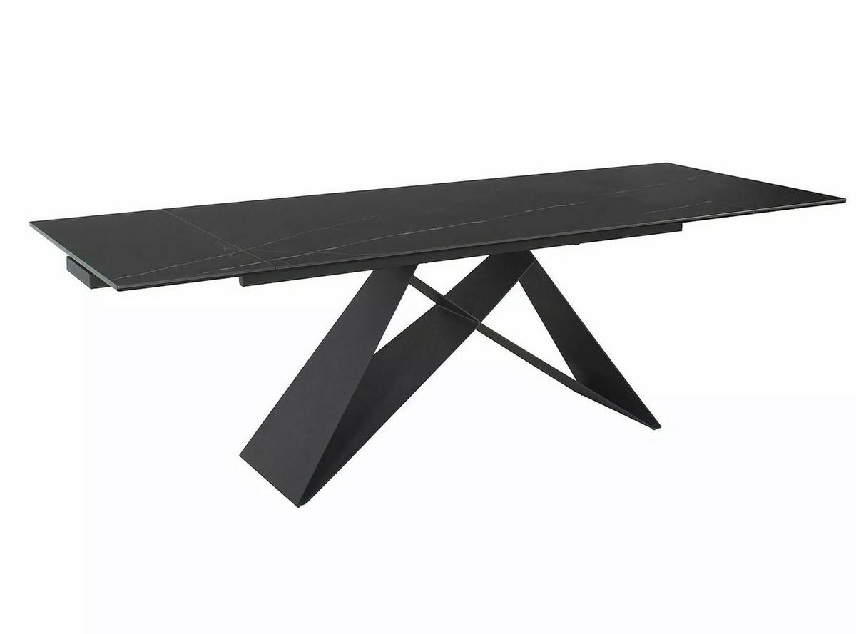 ESSTISCH Westin Schwarz Marmor / Schwarz Matt 160-240 / 90 / 77cm - Schwarz, Holz/Keramik (90/240/77cm) - Feldmann-Wohnen